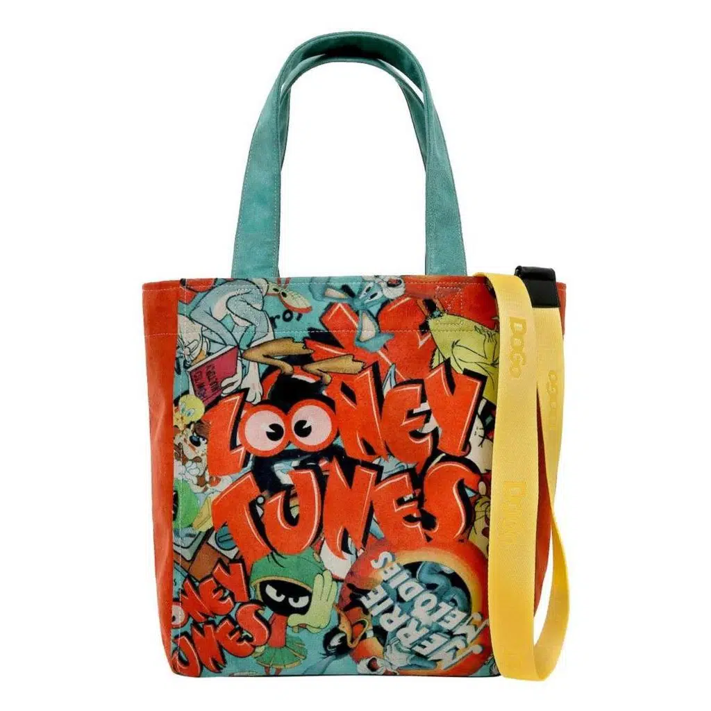 Dogo Kadın Vegan Çok Renkli Large Tote Bag - Warner Bros The Toon Parade Tasarım