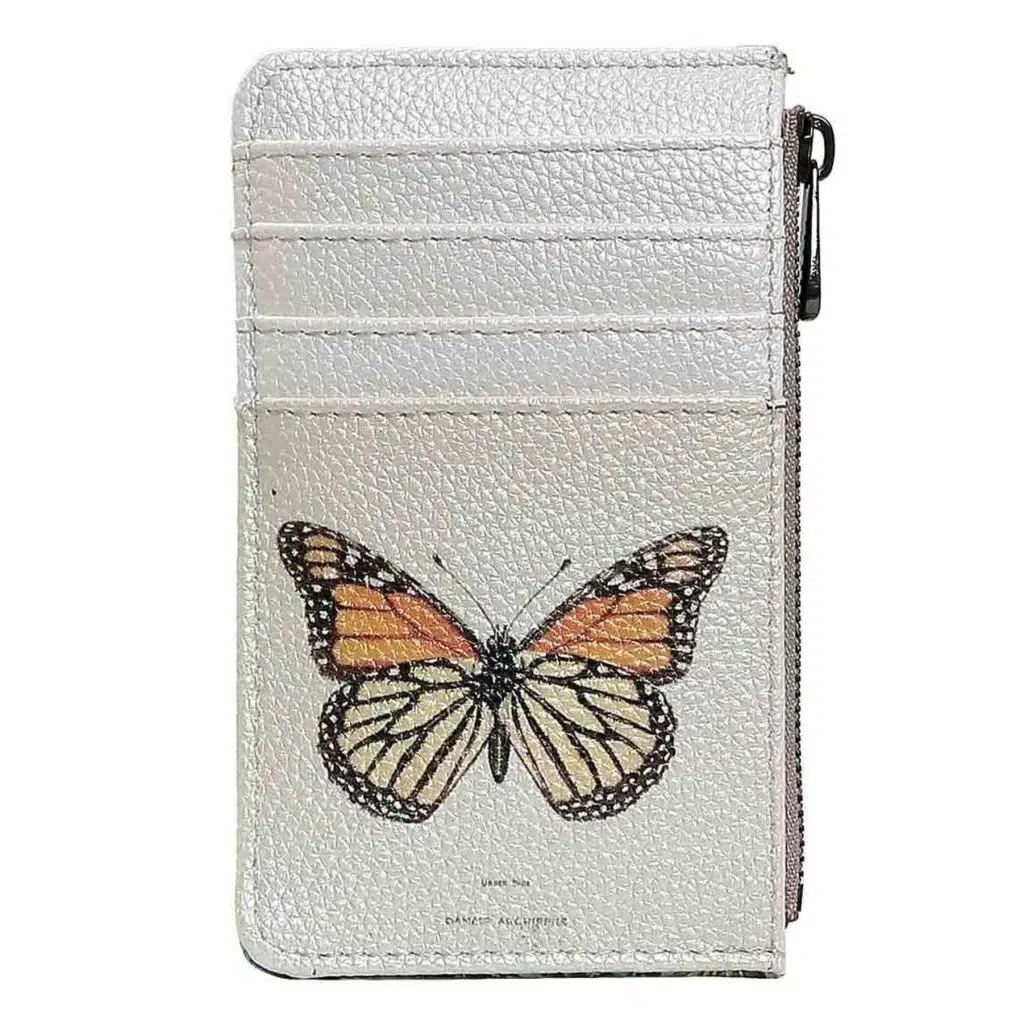 Kadın Beyaz Cüzdan - Moths and Butterflies Tasarım