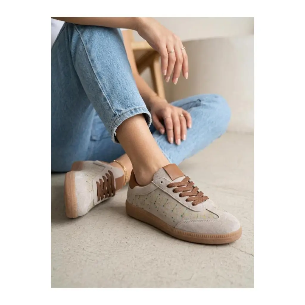 Kadın Hakiki Deri Süet Desenli Sneaker Ayakkabı 2609922K 