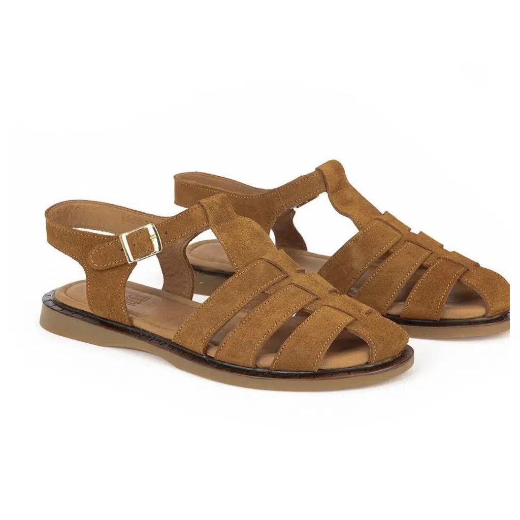 Kadın Hakiki Deri Süet Sandalet 1611047Z26600 Kahve ve Taba - taba