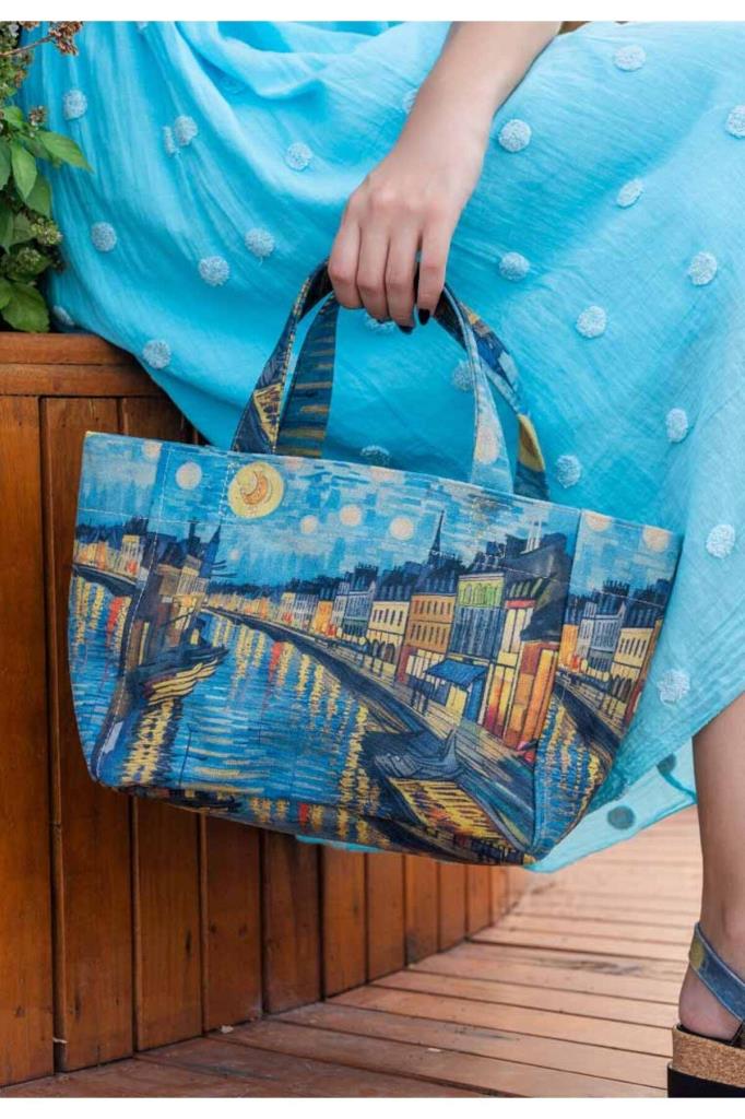 Kadın Vegan Çok Renkli Medium Tote Bag - Sea Sparkles Tasarım
