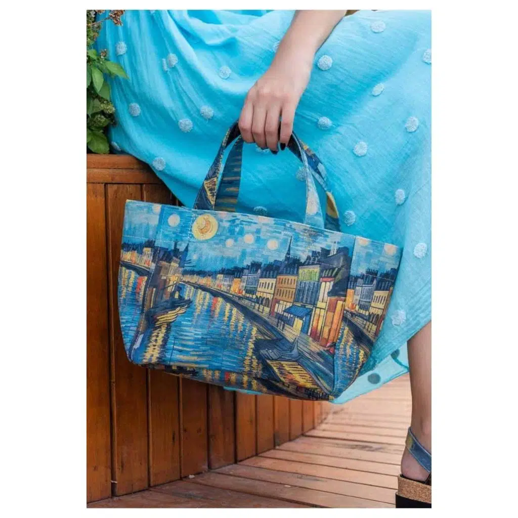 Kadın Vegan Çok Renkli Medium Tote Bag - Sea Sparkles Tasarım