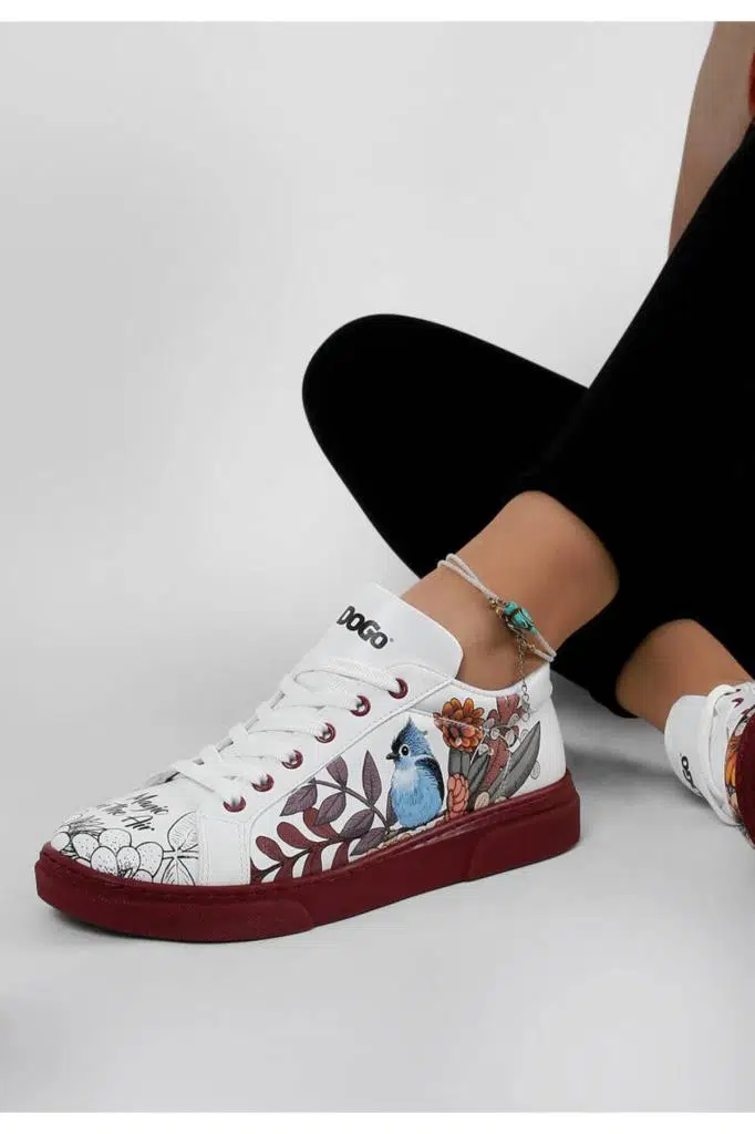 Kadın Vegan Deri Beyaz Sneakers - Magic In The Air Tasarım