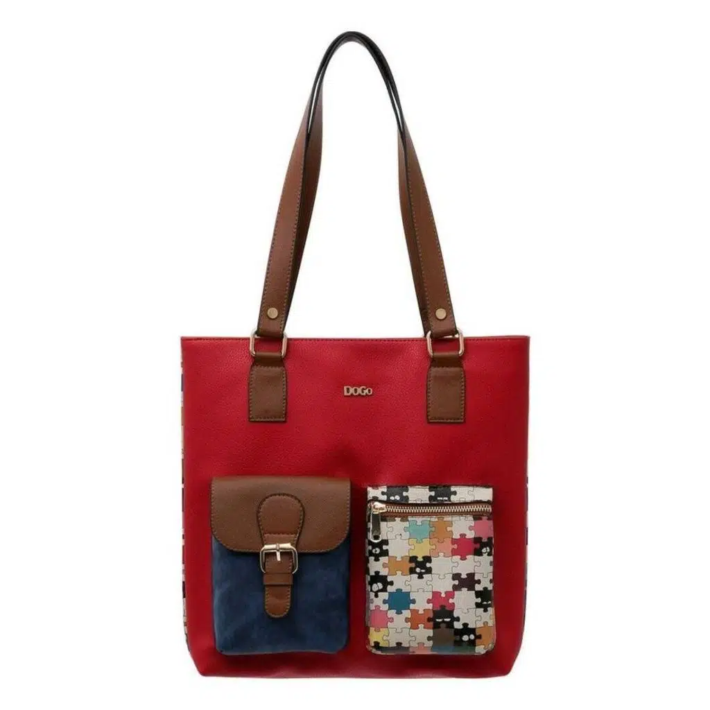 Kadın Vegan Deri Kırmızı Omuz Çantası - In The Puzzle Tasarım