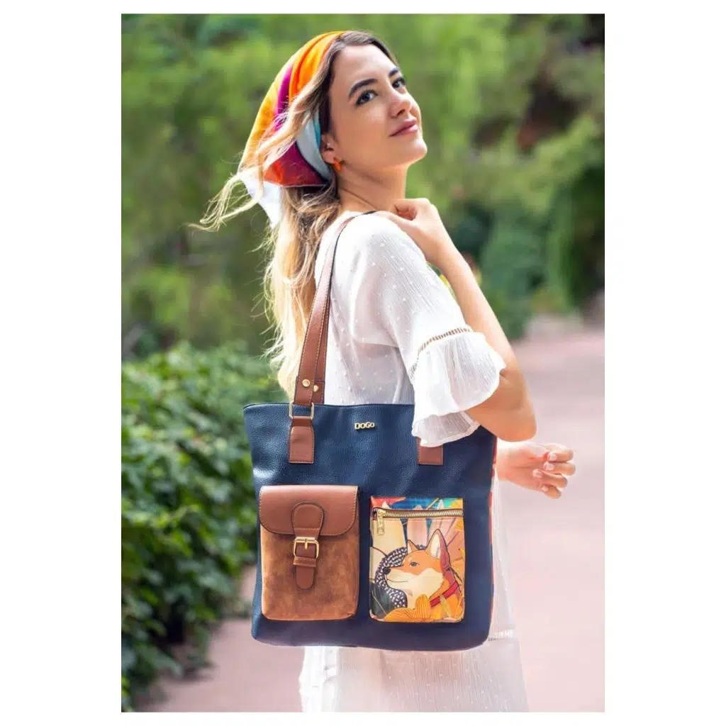 Kadın Vegan Deri Sarı Omuz Çantası - Blooming Dog Tasarım