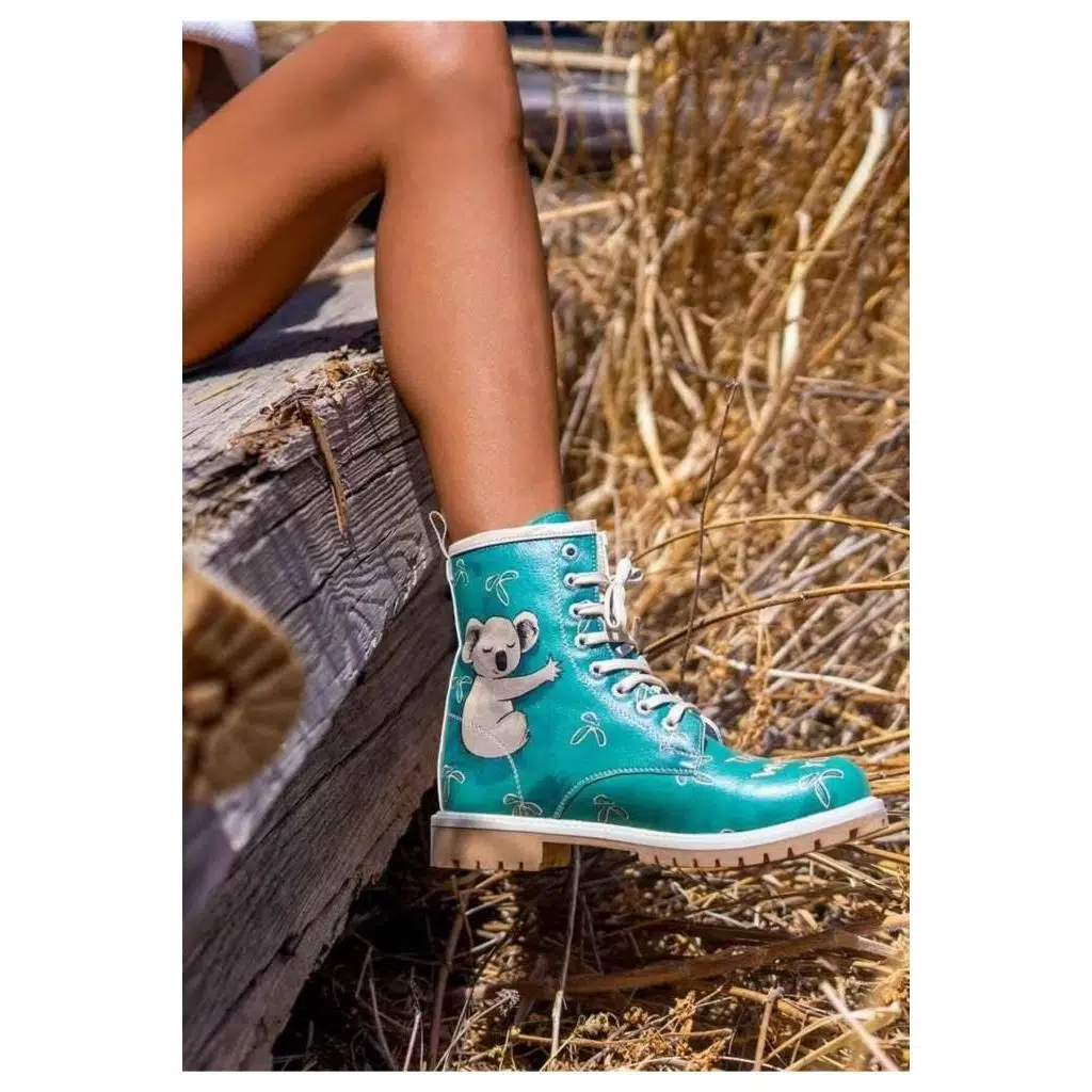 Kadın Vegan Deri Yeşil Uzun Bot - Koala Hug Tasarım