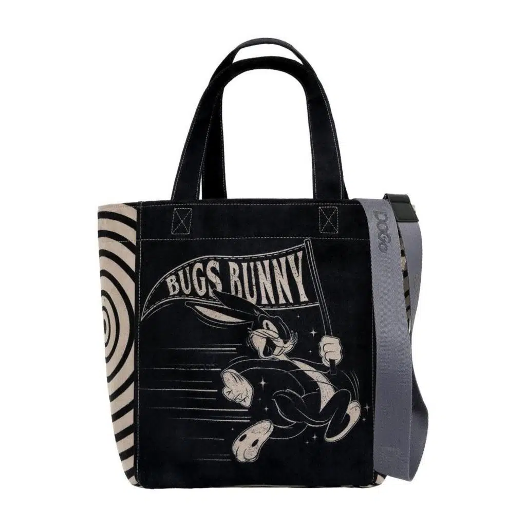 Kadın Vegan Siyah Large Tote Bag - Warner Bros What's Up, Bag! Tasarım