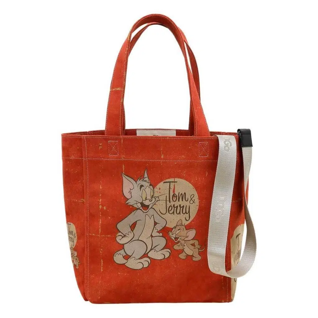 Kadın Vegan Turuncu Large Tote Bag - Warner Bros Tom & Jerry Tasarım