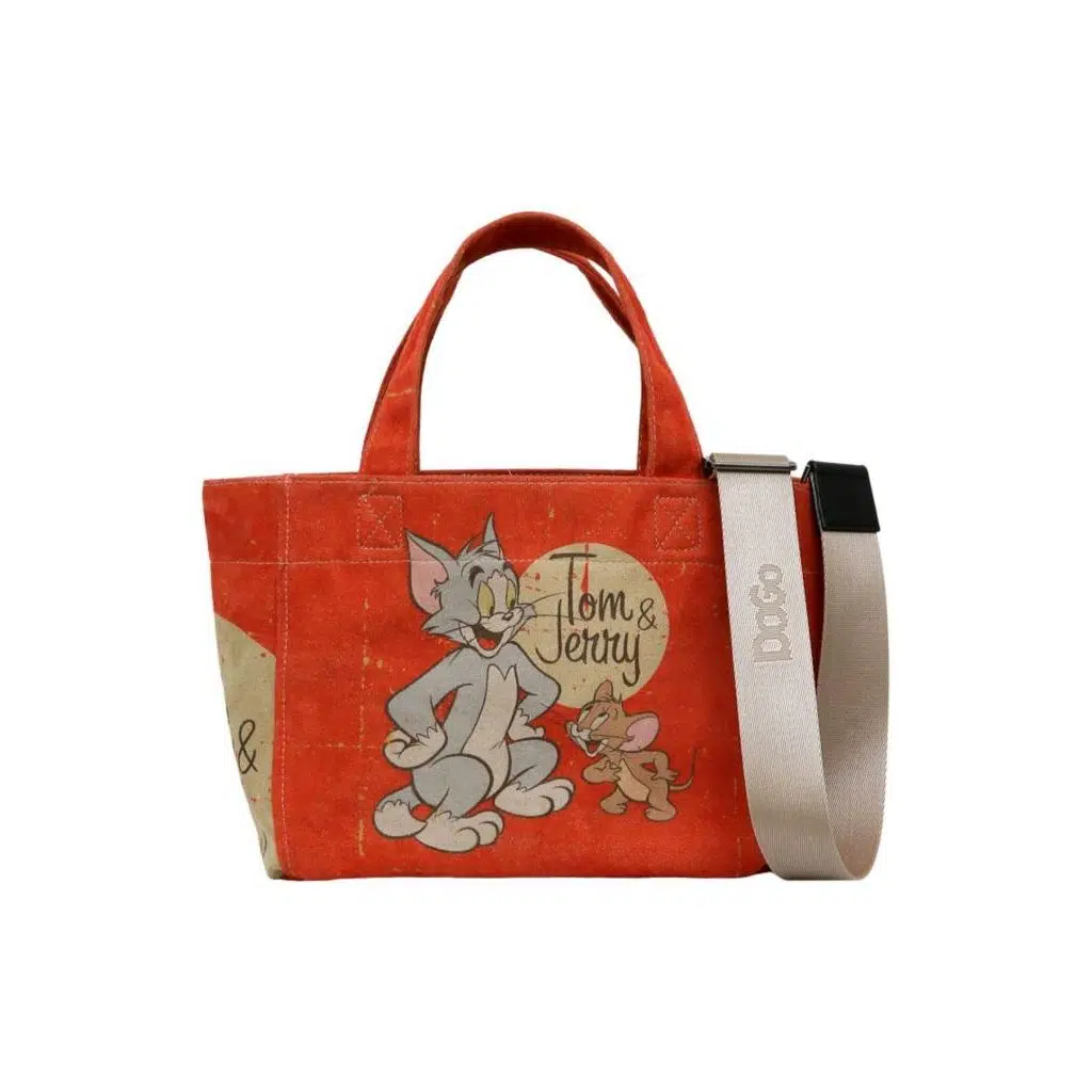 Kadın Vegan Turuncu Medium Tote Bag - Warner Bros Tom & Jerry Tasarım