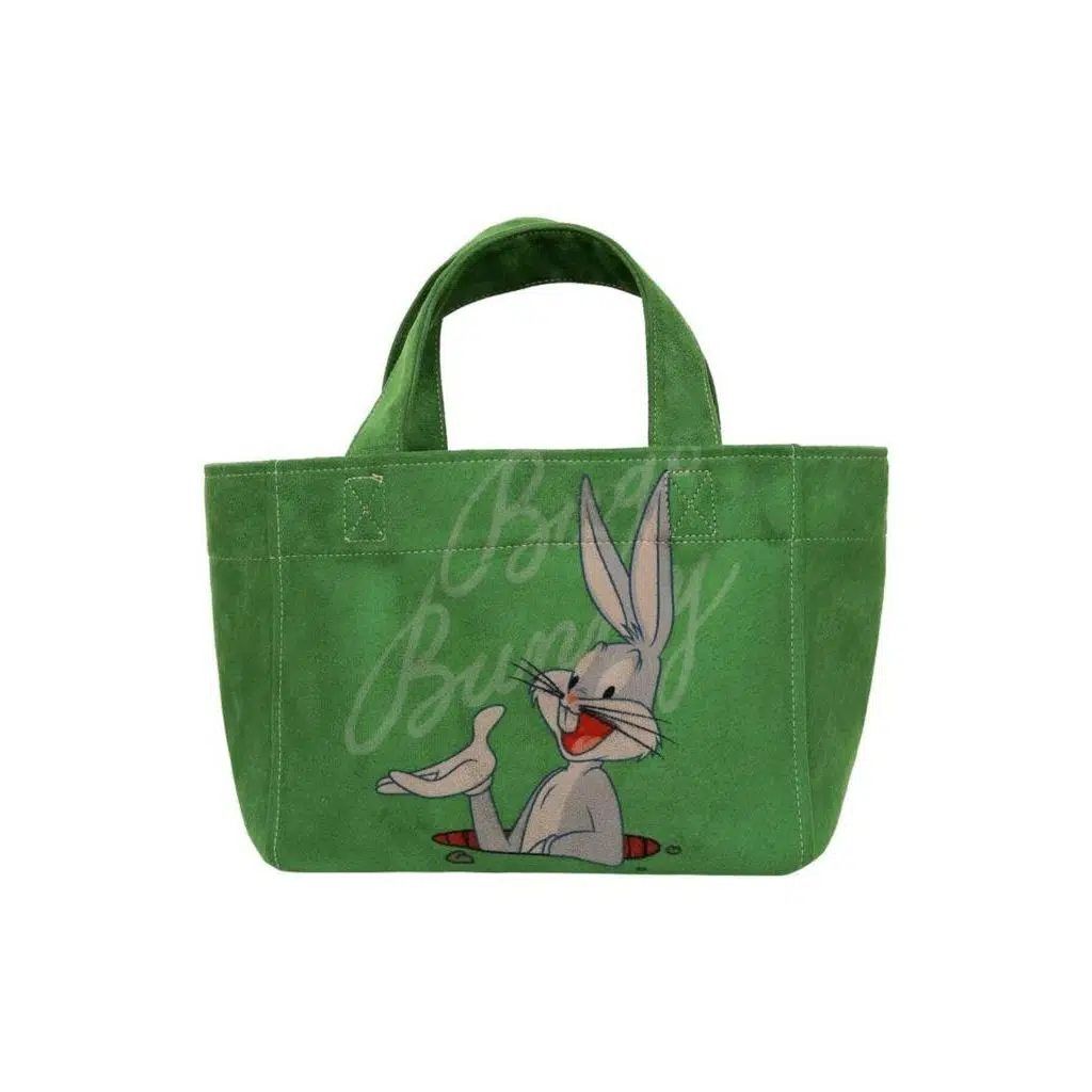 Kadın Vegan Yeşil Medium Tote Bag - Warner Bros Bugs Bunny Bunny Talk Tasarım