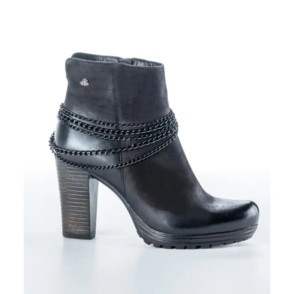 Venüs 35113K Kadın Siyah Deri Günlük Topuklu Zincir Detaylı Bot 